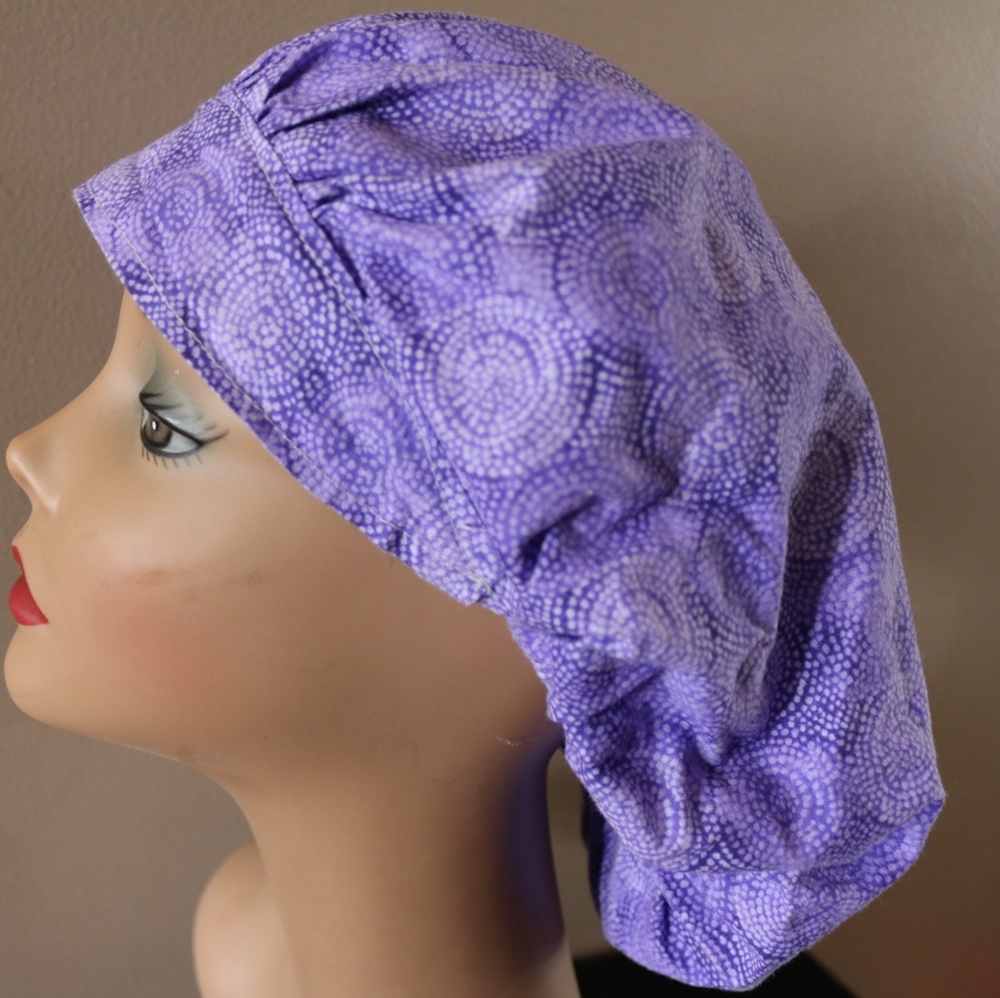 Spiral purple scrub hat